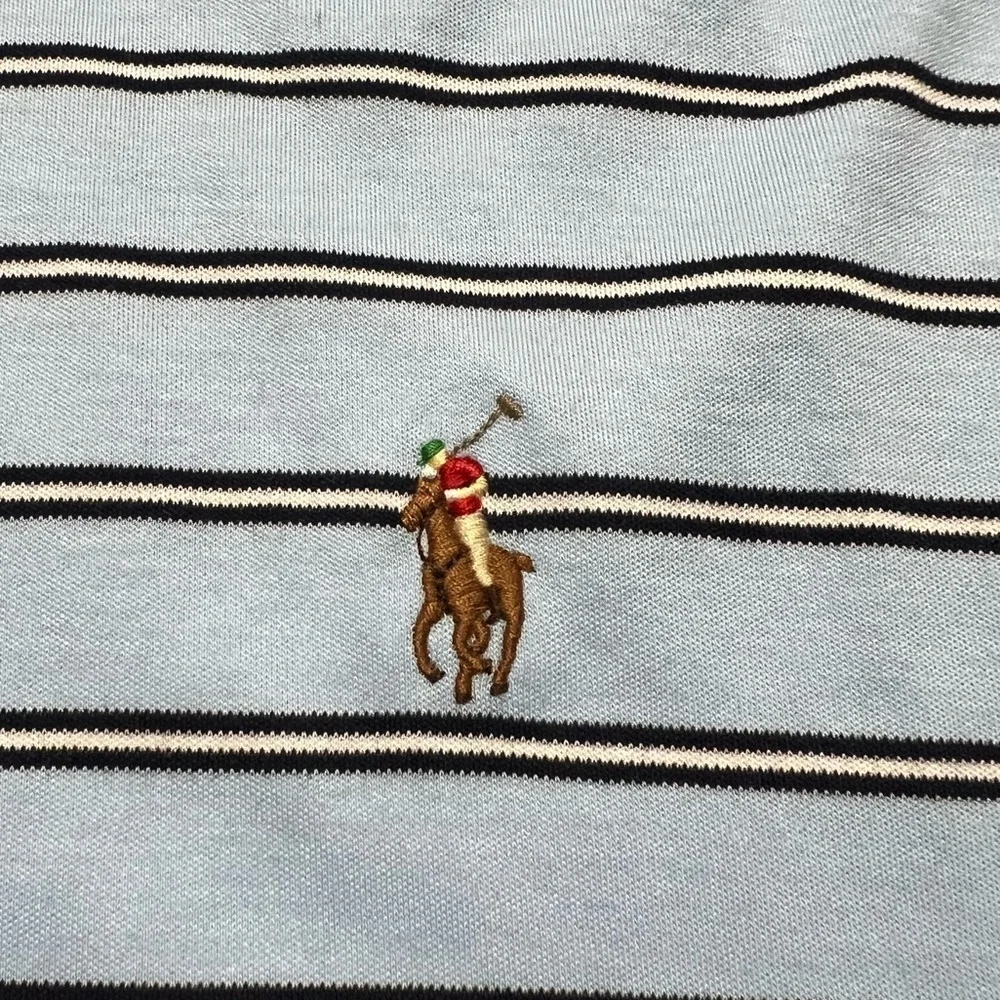 Polo Ralph Lauren Pima Cotton Short Sleeve Blue Striped Knit Shirt Size 3XB